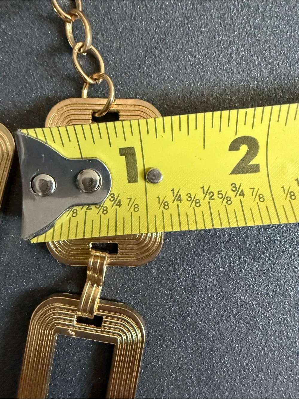 Vintage Gold Textured Rectangle Link Chain Belt Drop Extender Boho Statement